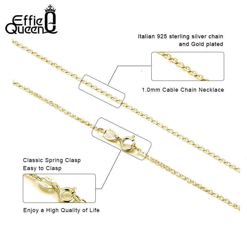 Effie Queen Italian 925 Silver Cable Chain Necklace Multi-Color 45cmnecklace för Pendant Woman Man Jewelry Gift hela SC06-G287F