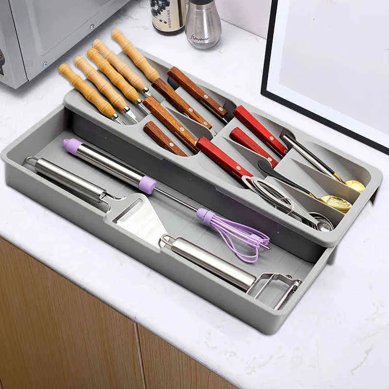 Pratique cuillère couteau fourchette vaisselle organisateur cuisine couverts plateau de rangement vaisselle séparation stockage PP conteneur 211110