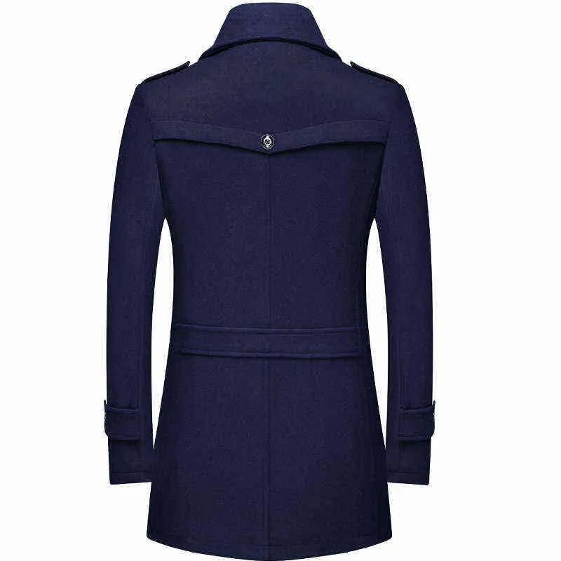 Roupas masculinas moda trench casaco engrossar masculino jaqueta de lã lenço coleira de meia-comprimento casaco de inverno overcoat quente roupas masculinas 211122