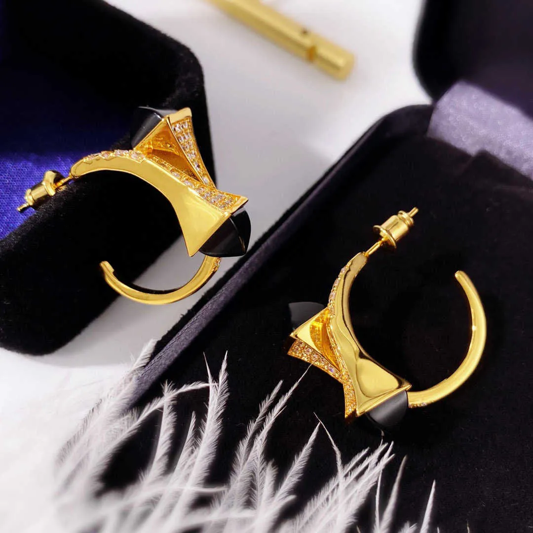 2022 Brands Pure 925 Boucles d'oreilles en argent sterling Full Diamond Gold Tower Boucles d'oreilles de qualité luxueuse Qualité de qualité supérieure Colorful Stone8148788
