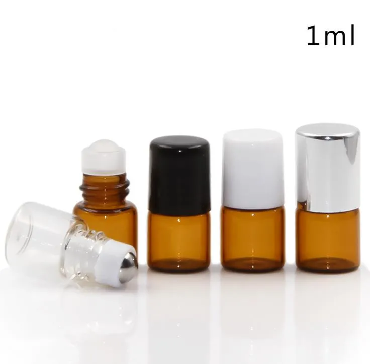 1/2/3 Ml Amber Glass Bottles with Gold Lid, Glass Bottle with Metal Roller Ball, Roll on Bottle, Brown Glass Bottle