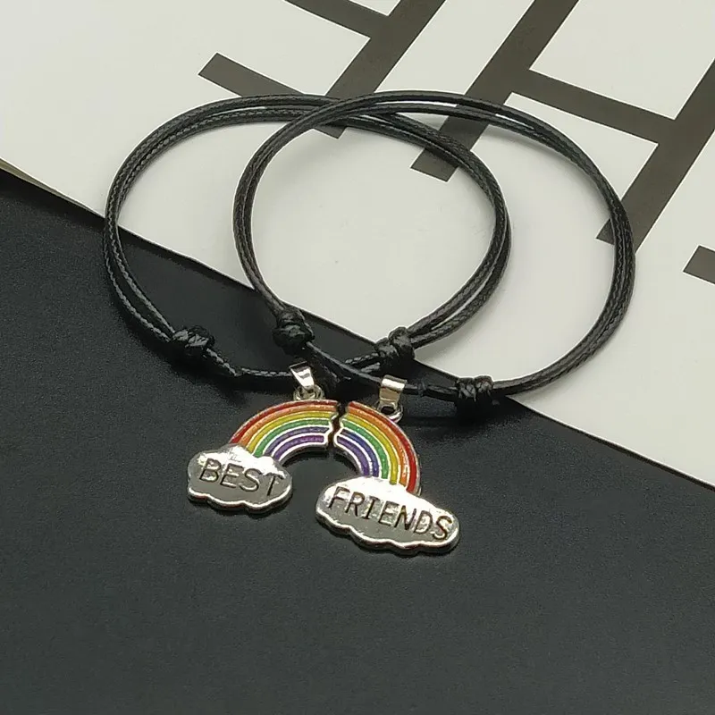 2 teile/lose Regenbogen Beste Freund Armband Einstellbar freundschaft Paar Armband geschenk Hand Armbänder Großhandel Dropshipping