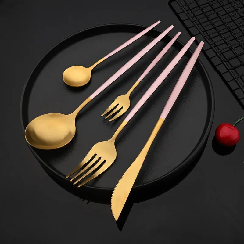 Ensembles de vaisselle 6/30 pièces ensemble d'or mat dîner en acier inoxydable LNIFE fourchette cuillère couverts cuisine argenterie couverts vaisselle 243s