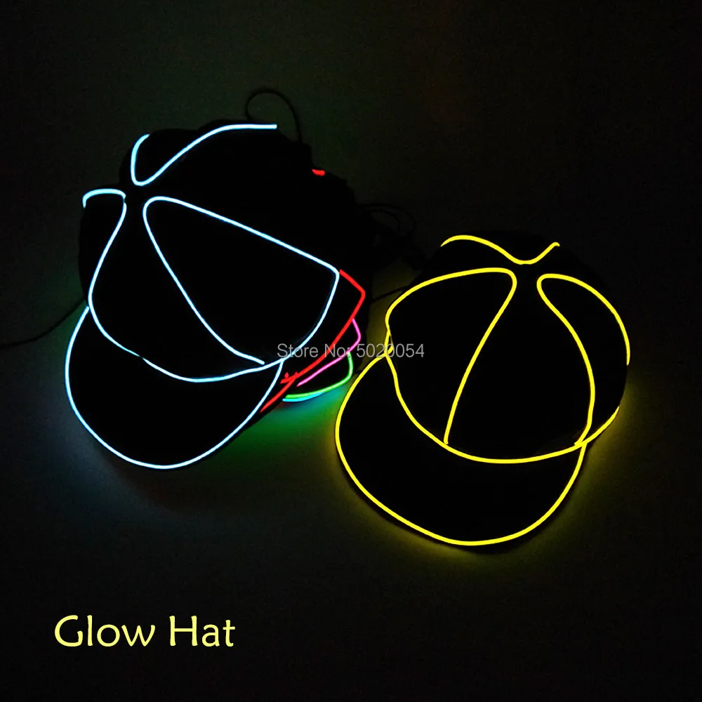 Accessoires de déguisement Night Glow hiphop Light Up Cap Hip Hop Glowing Cap baseball EL Wire Hat Hommes Dance Snapback Hats