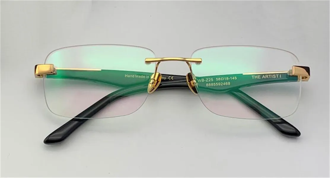 ファッション処方眼鏡アーティストI Rimless Frame透明な脚光学メガネ透明レンズM314Rのシンプルなビジネススタイル