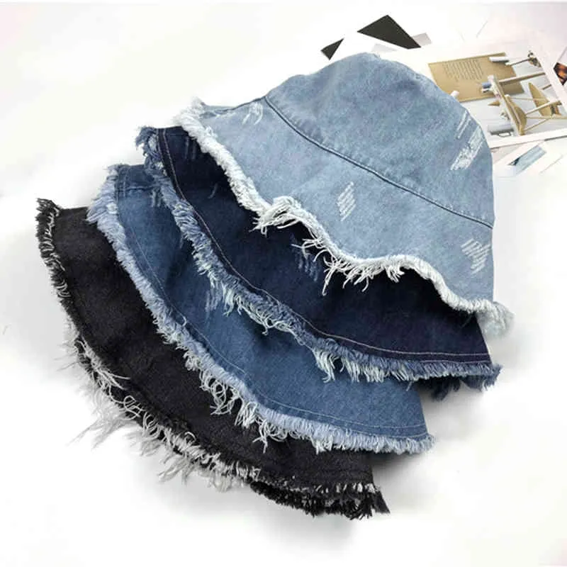 Letnia jesień umyta dżinsowa czapka słoneczna moda mody miękki miękki czapka damskie szerokie grzbiet plażowe czapki kadłuby żeńskie bawełniane składane 21032356r