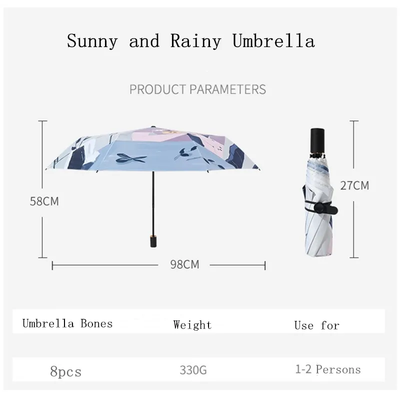 Трех складной солнцем зонтик УФ-защита от ультрафиолетовые зонтики женские солнечные дождевые дождь двойное использование ветрозащитный компактный портативный