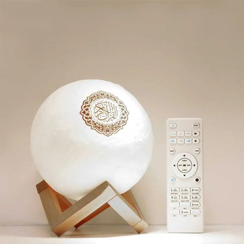 2021 New Quran Bluetooth Speaker Moon Lamp con ripiano di supporto APP Control Night Light Y0910