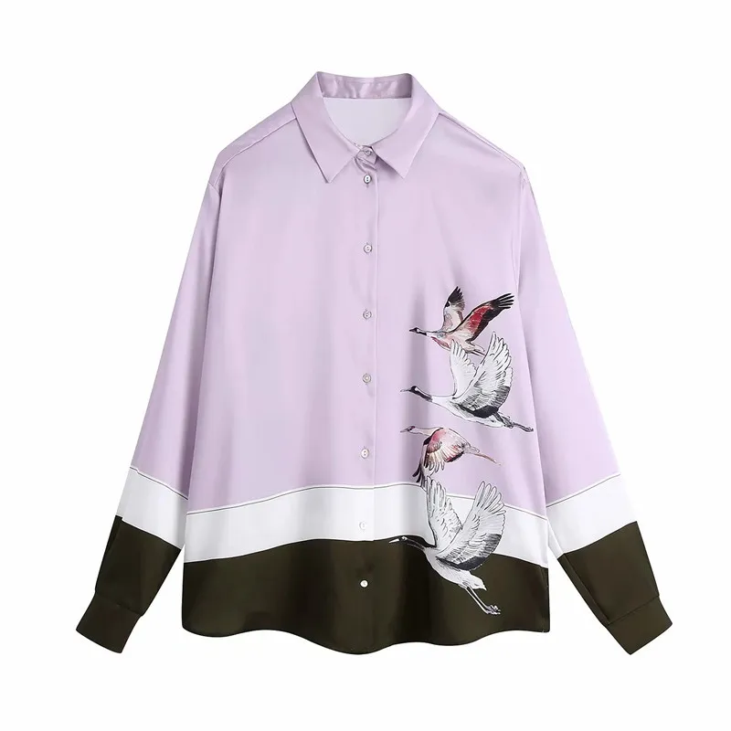 Chemise boutonnée imprimée rose Femmes Automne Vintage Style chinois Collier à manches longues Top Mode Casual Dames Blouses 210519