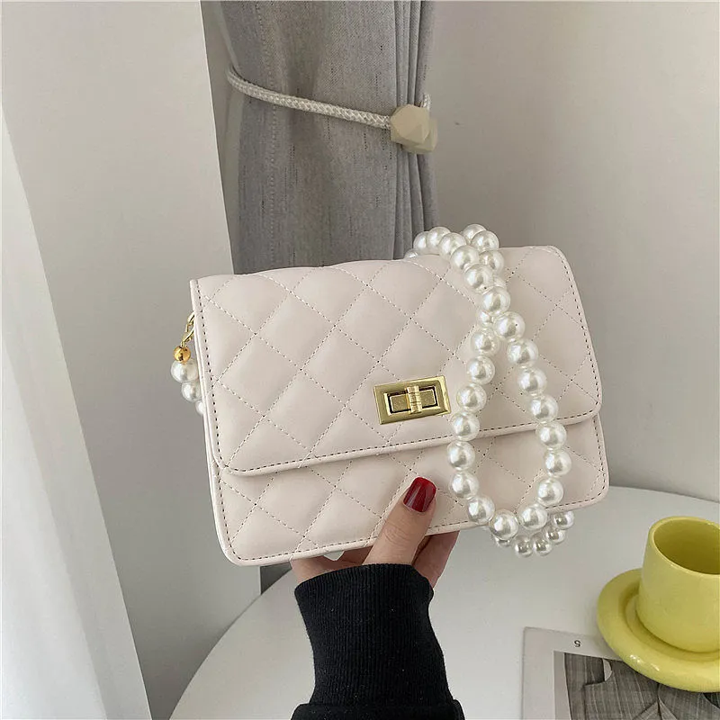 Bolso de compras para mujer, producto más vendido, informal, versátil, a la moda, con textura de cadena de perlas, espalda del día, novedad de 2021