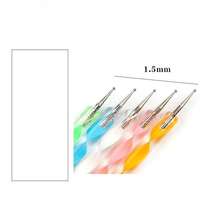 Set Nail Art Dispensing Tools Doubled Pointing Pennor Round Head Nail Tools Dot Needle Manicure 5 Sizes9151297