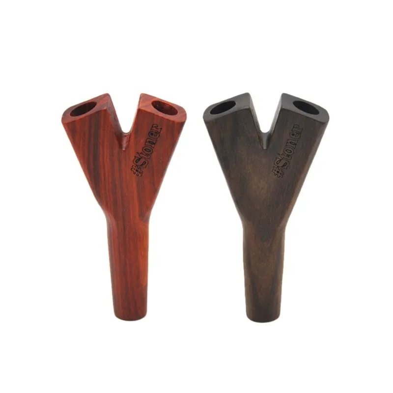 Smoking Accessories Portable wood pipe Handmade Solid straight double hole cigarette holder wooden pipes