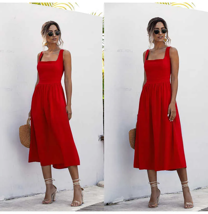 Women Long Dress Summer Sexy Backless Casual White Black Ruched Slip Midi Sundresses 2020 Ladies Spaghetti Strap Vestido Clothes Y0603