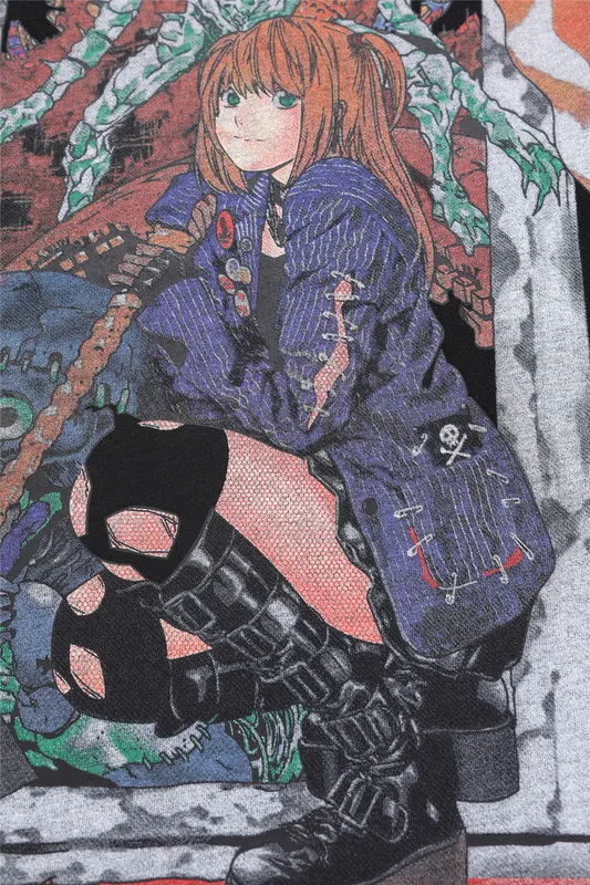 LINDSEY SEADER Männer T-shirt Hip Hop Langarm Sweatshirt Cartoon Mädchen Gedruckt Oversize Harajuku Tops Tees Anime Kleidung 220309