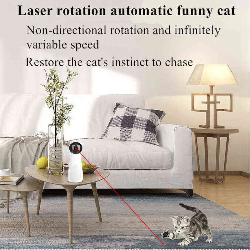 Giocattoli automatici gatti Teaser interattivo Smart Teasing Pet LED Laser Divertente modalità portatile Carica USB elettronica 211122