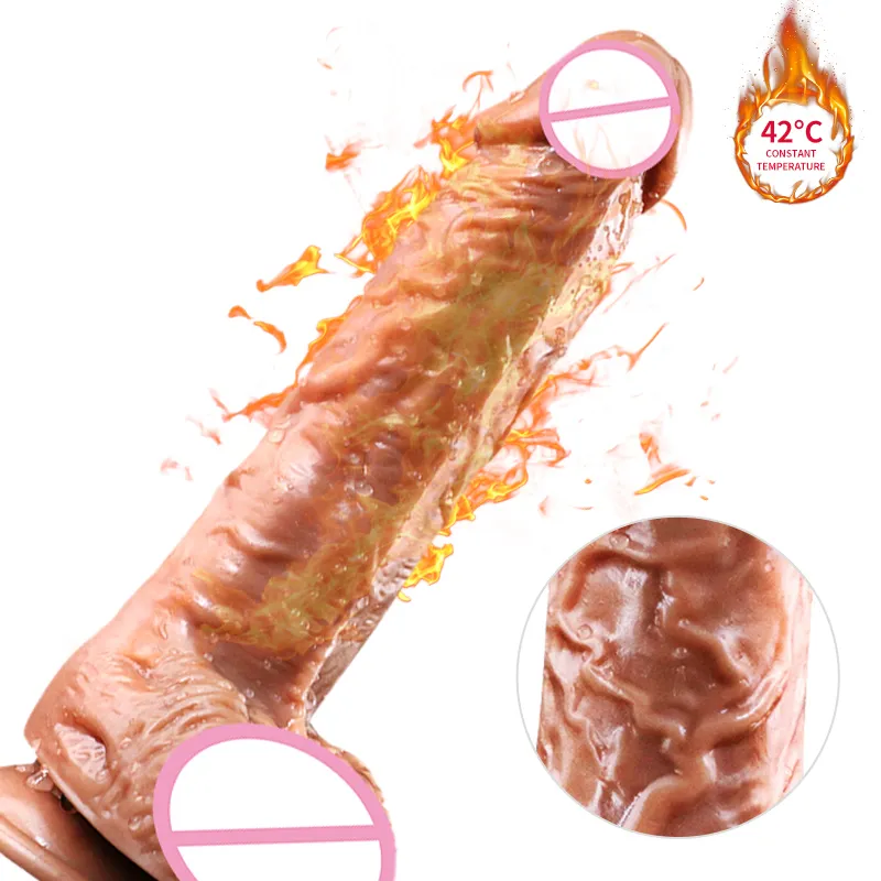 Vibromasseur gode à distance sans fil réaliste chauffage électrique télescopique vibrant gros pénis G Spot jouet sexy pour les femmes