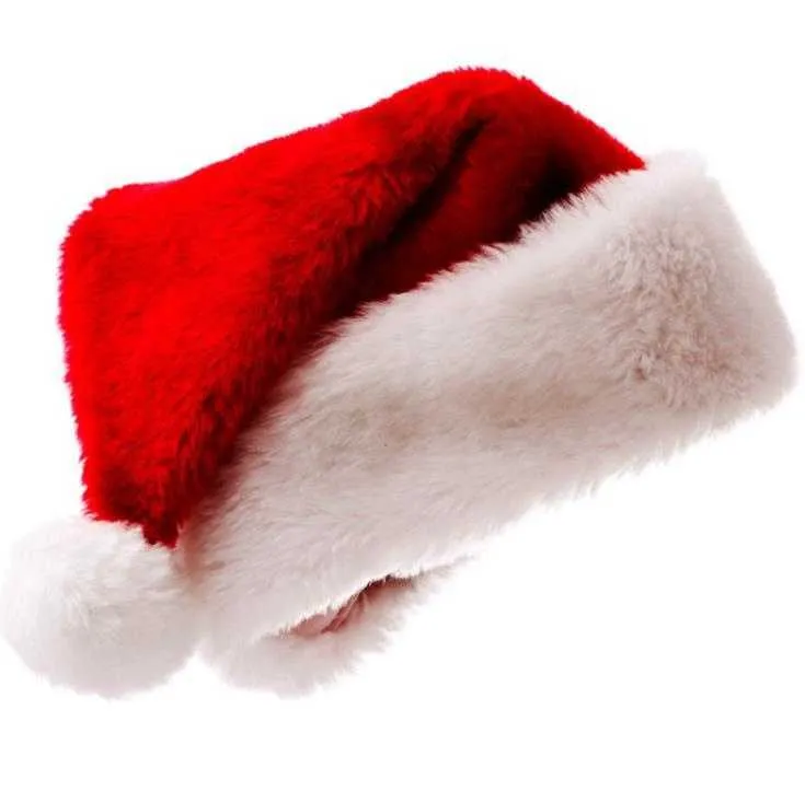 Velvet Santa Chapeau avec peluche Brim adulte Chef de Noël Party Cap célébration Grand événement Faveurs cadeau rouge