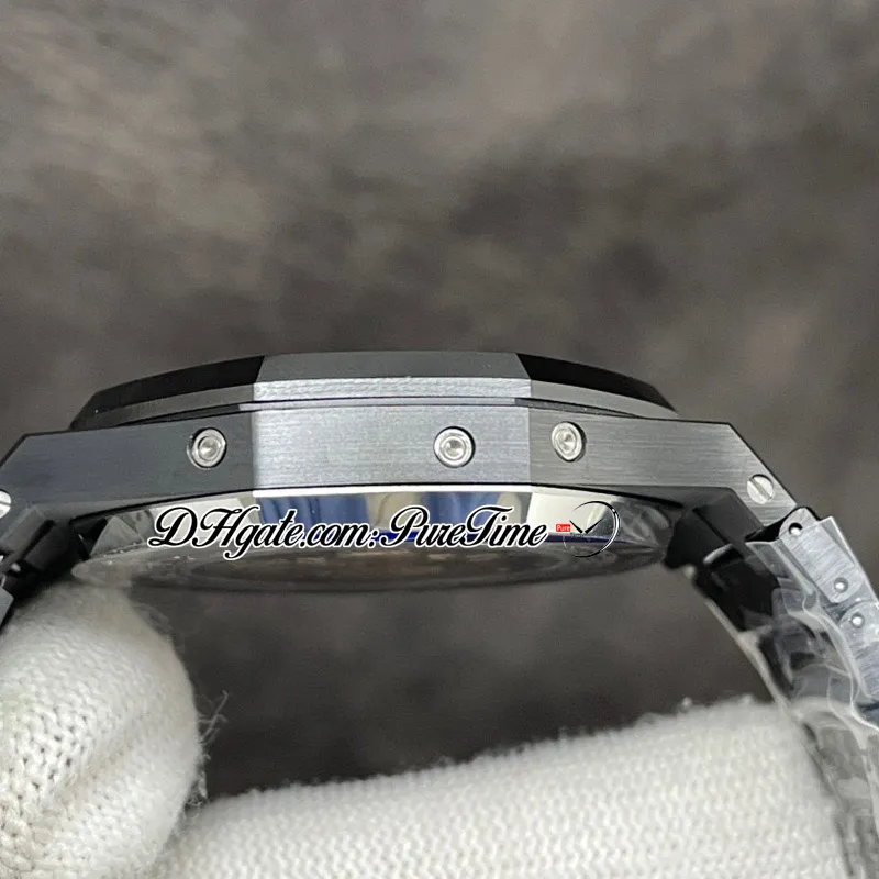 APSF 41mm Calendário Perpétuo 26579CE A5134 Relógio Masculino Automático Superlumed Azul Texturizado Dial Fase da Lua Caixa de Cerâmica Preta e Br303M