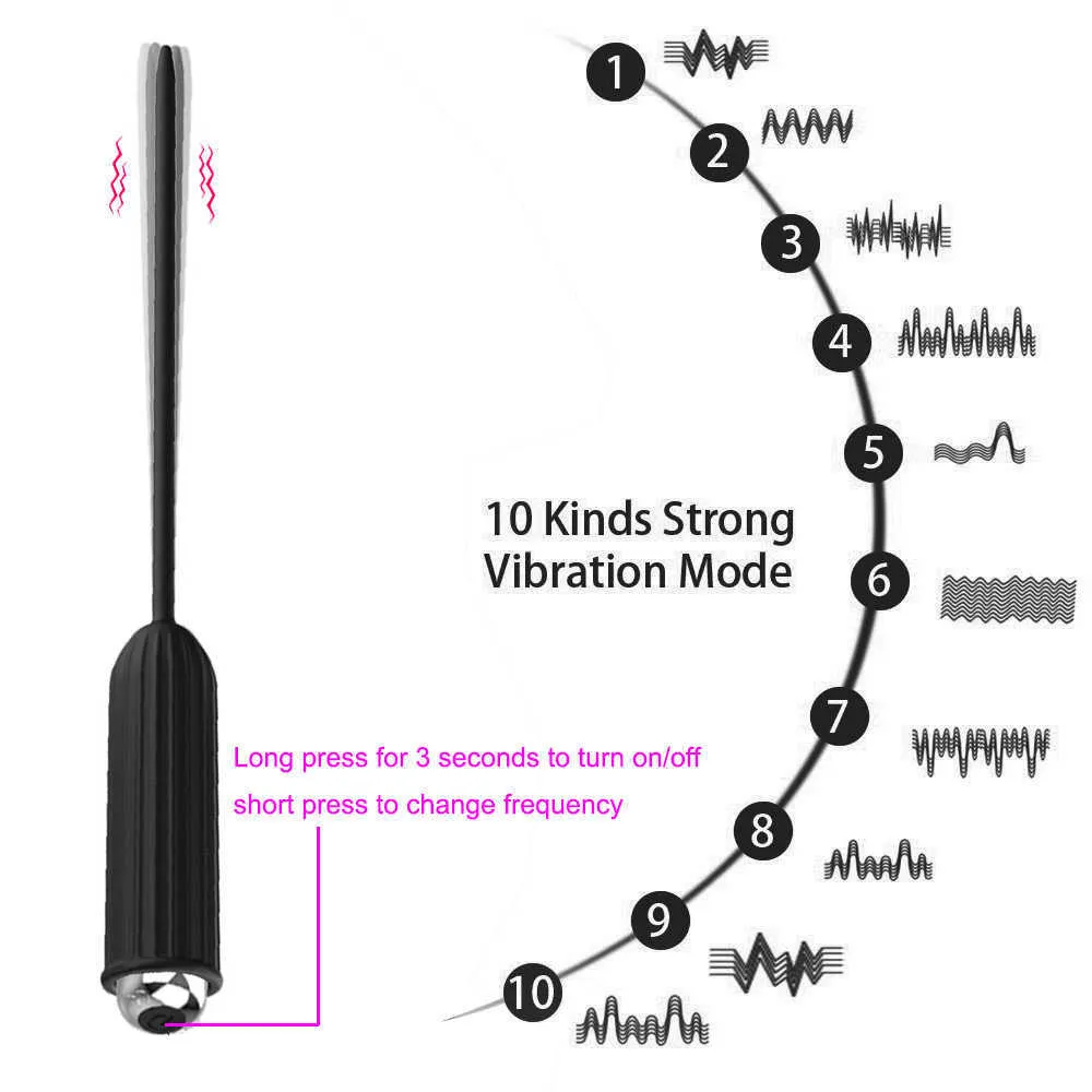 Massageartikel mit Bullet Vibrator 10 Frequenzkatheter Weiche Urethral Sound Dilator Penis Plug Insertion Sex Toys für Man3980087