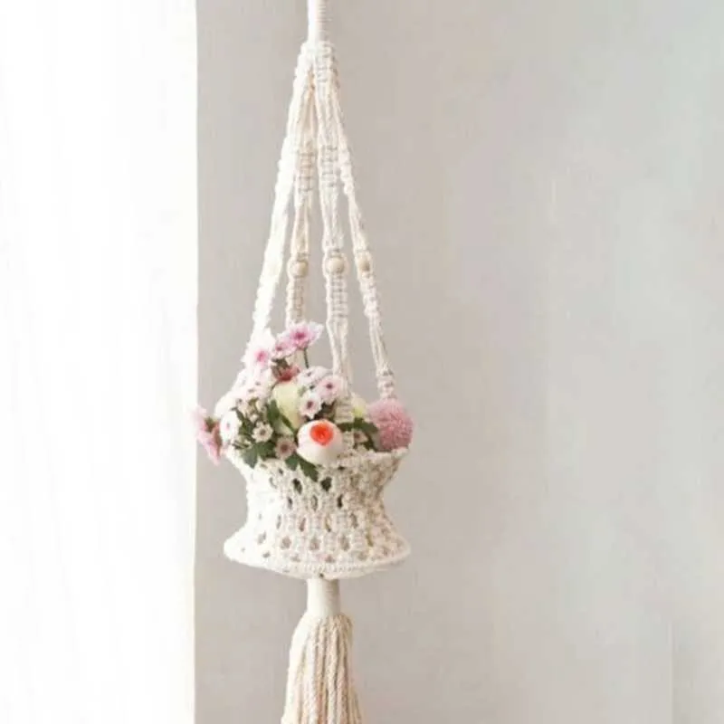 Cintre de plante en macramé, porte-pot de fleur fait à la main cintre de plante en macramé macramé tenture murale décoration de la maison 210922