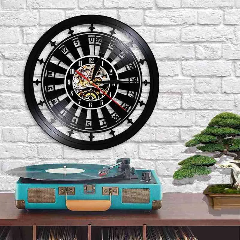 Casino Roulette Wheel Gamble Disco in vinile Orologio da parete Bar Pub Sala giochi Club Las Vegas Opere d'arte Retro Album di musica LP Orologio H1230