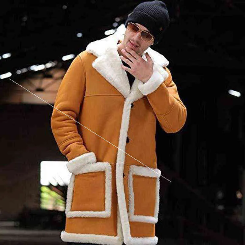 Vintage Winter Ciepłe grube Wełniane płaszcze Mężczyźni Dorywczo Patchwork Długie Płaszcze Dla Mężczyzna 2022 Moda Długi Rękaw Długim Rękawem Luźna Odzież 211122