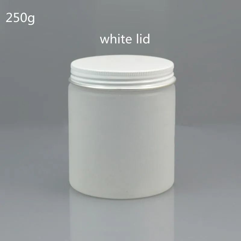 Storage Bottles & Jars 200 250g Cream Jar With Alumina Lid PET Frosted Bottle Mask Can Cosmectic Container Empty Food Packing281R