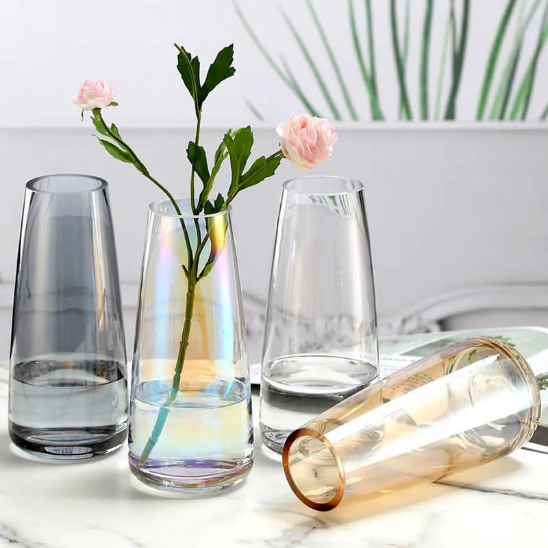 Aurora Vaso in vetro Decorazione da scrivania Composizione floreale trasparente Decorazione la casa Symphonic Simple Fresh Vase 210623