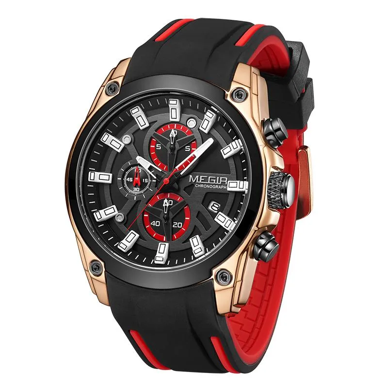 Silikonowy chronograf kwarc Mężczyźni oglądają Masculino Masculino Watches Clock Gents militar reloJ hombre na ręko