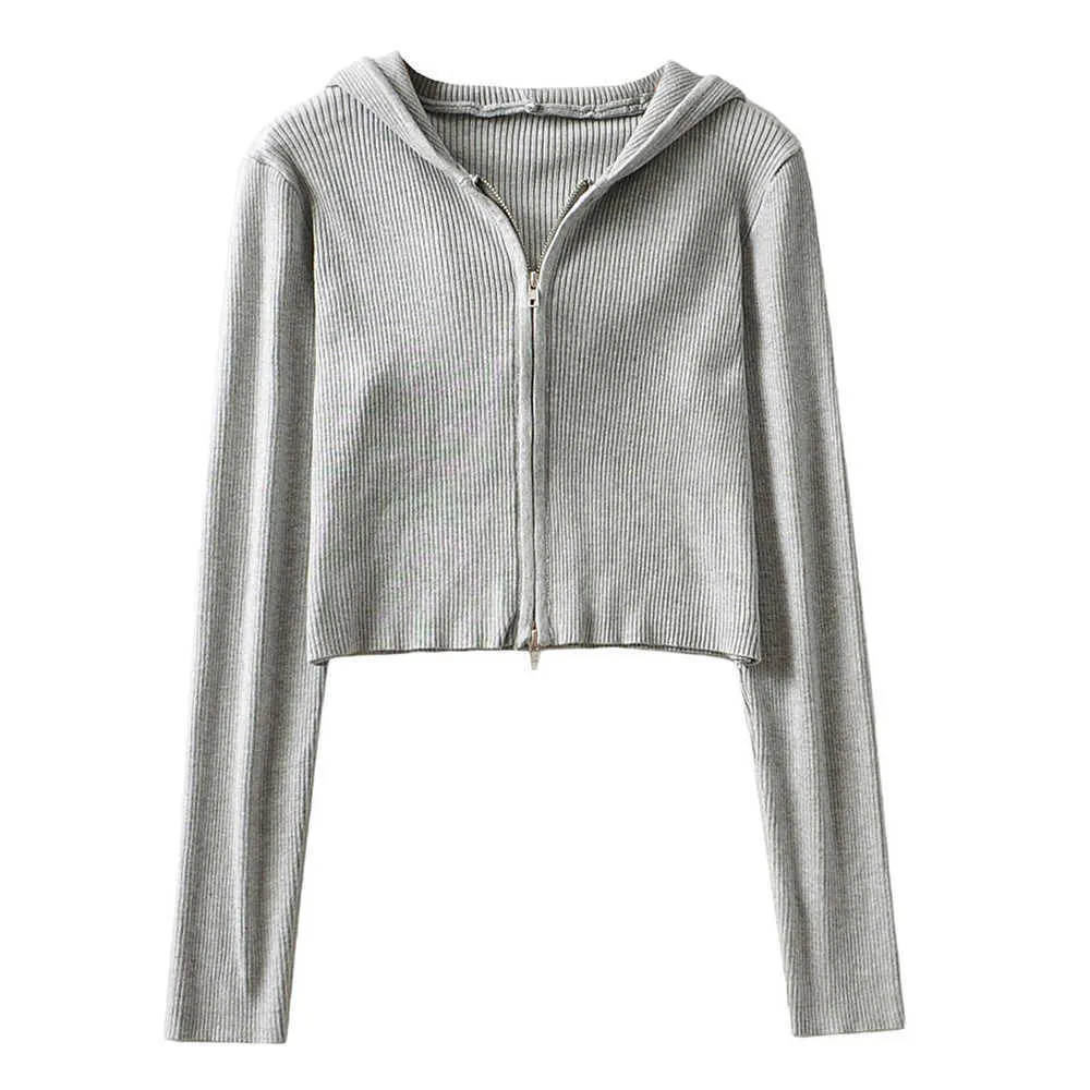 Zip-up Cardigan Kobiety Kurtka Znosić Mujer Zoravcky Podstawowy Płaszcz Jogger Krótki Sport Hoddied Crop Top Femme Casual Jesień 210914