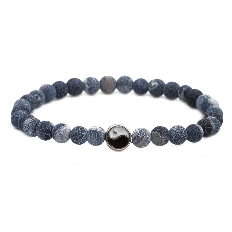 Yin Yang pärlstav armband för män och kvinnor yoga chakra meditation natursten