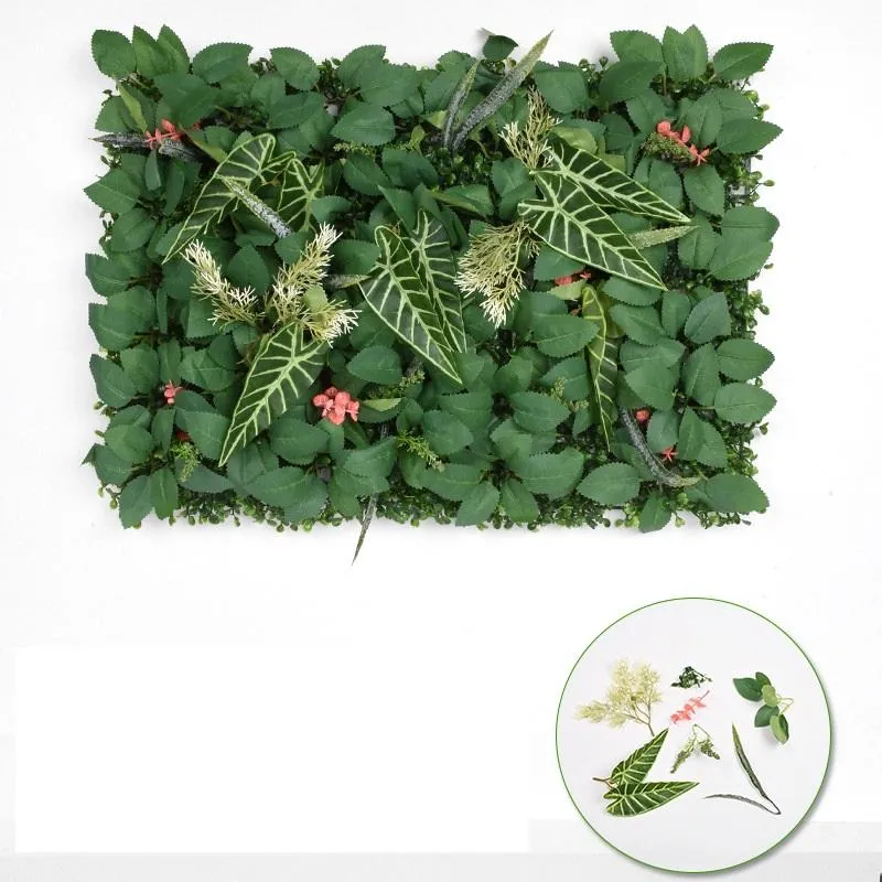 Green Monstera Artificial Boxwood Hedge Covers Fern Plants Wall Panel Leaf Fence Greenery Hanging Fake Plant Decor Decorative Flow283R