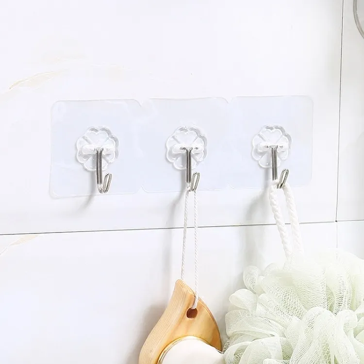 浴室の透明な壁のフック防水耐油性の自己接着フックの再利用可能なシームレスなキッチンタオルフックT2I52708