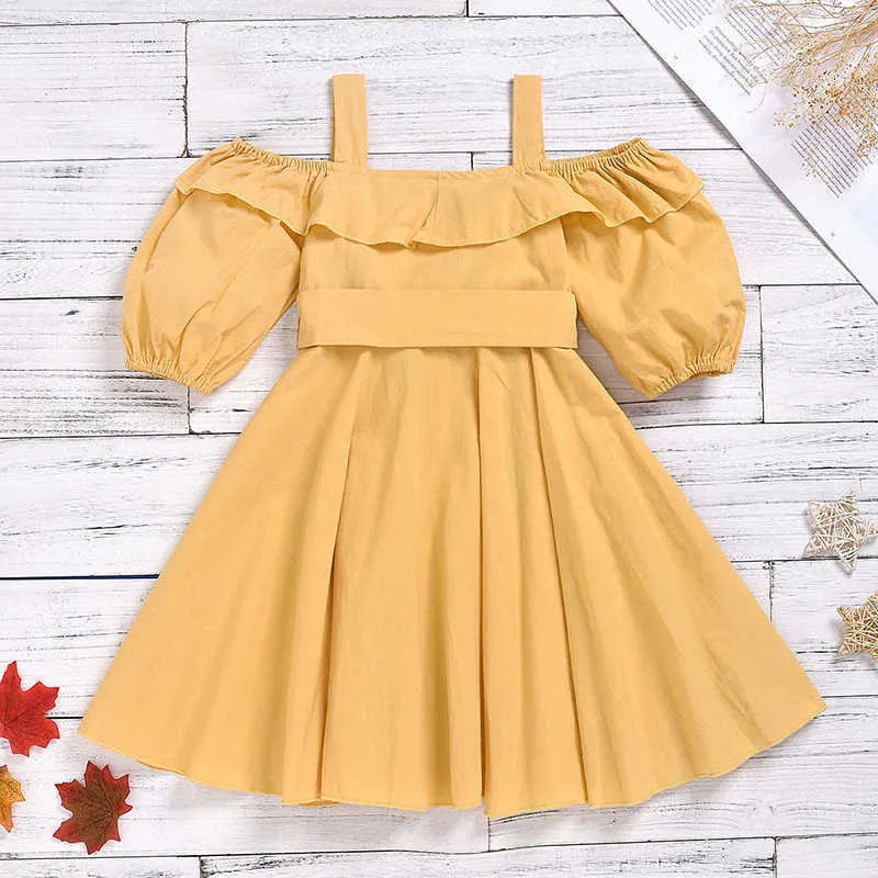 패션 여자 드레스 코튼 짠 슬링 짧은 소매 아기 소녀 옷 귀여운 공주 세련된 체크 무늬 아이 210611