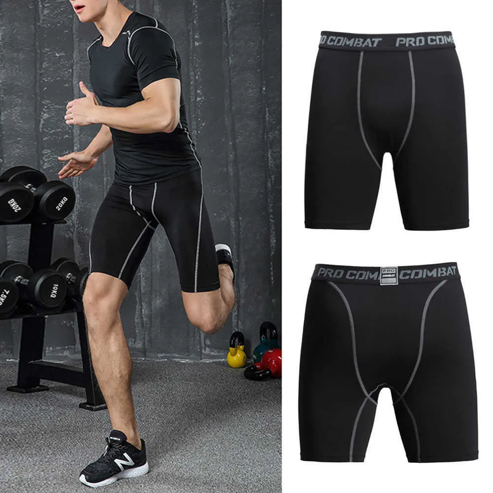 Short slim de Compression à taille élastique pour hommes, sous-vêtements en Spandex, short de sport à Compression à séchage rapide, short d'entraînement de Fitness