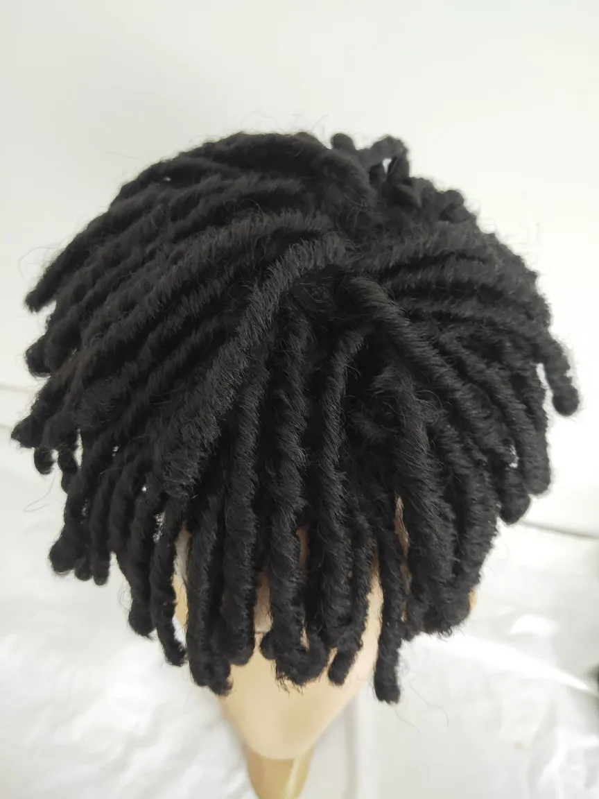 Siyah Men039s Wig Siyah Kısa Saç Parçası Afrika peruk parçası Hollow örgü kirli örgü klips saç sağlam ve CAN039T hareketi A71187398479195