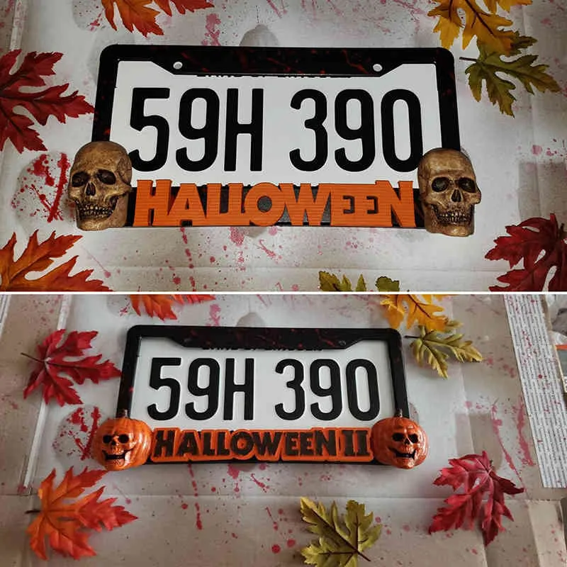 Halloween Personalized Michael Myers License Plate Frame Metal Waterproof Stainless Steel Pumpkin Car Hanger Decor8274177