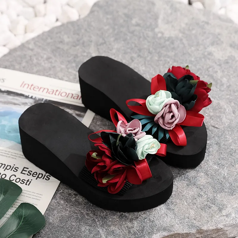 Sandali estivi 2021 pantofola con fiocco da donna infradito da esterno interni scarpe da spiaggia moda femminile Casual pantofola a fiori regalo