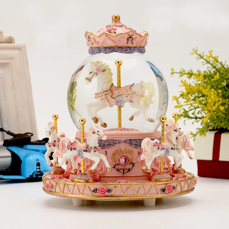 Carousel Crystal Ball Music Box Home Decor Dnia Dziecka Prezent Urodzinowy