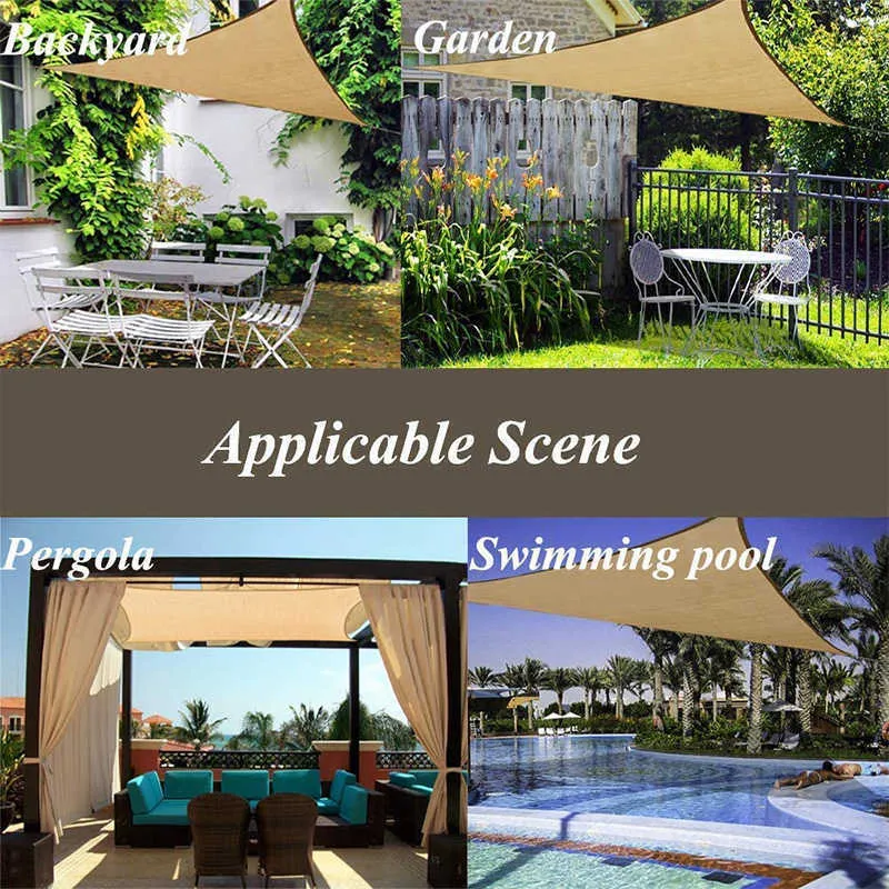 Outdoor Sun Shade Sail Garden Garden Easy Waterproof Terrace Tourist Parasol Pergola Gazebos Camping wielokolorowe płótno anty1383979