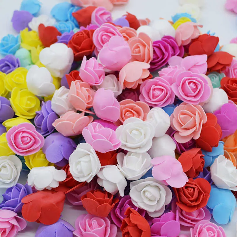 3,5 cm espuma de PE cabeza de rosa flores rosas artificiales hogar jardín guirnalda decorativa suministros boda evento fiesta decoración Y0630
