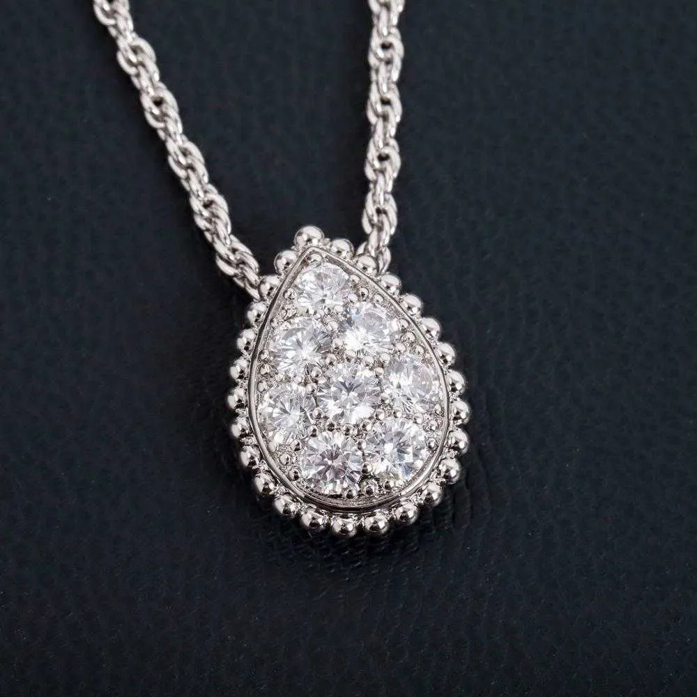 Brand Pure 925 srebrna biżuteria dla kobiet w Water Drop Diamond wisiorek złoty naszyjnik Śliczny piękny design