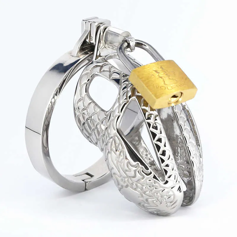 Snake Stainless Steel Cock Cage Glans Lock Ring Devices Penis Ring Prison Delay Ejaculation BDSM Metal Sex Toys For Men S08254144069