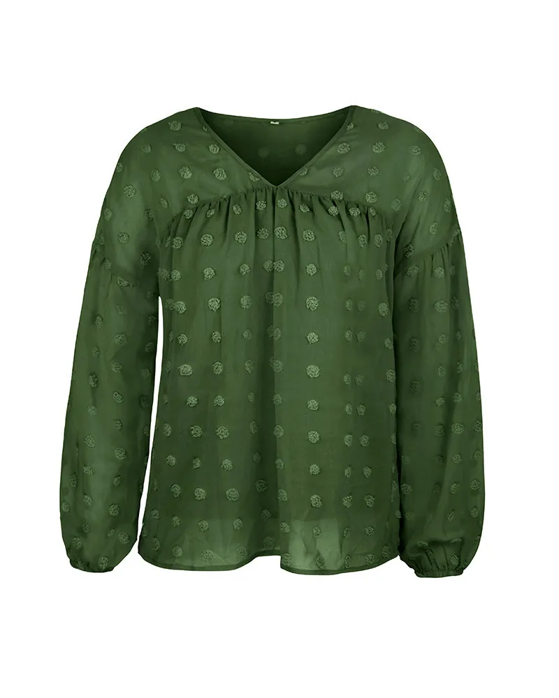 Lente zomer v-hals lange mouwen chiffon blouse vrouwen vintage lange mouwen shirts vrouwelijke boheemse chiffon blouse en tops 210514