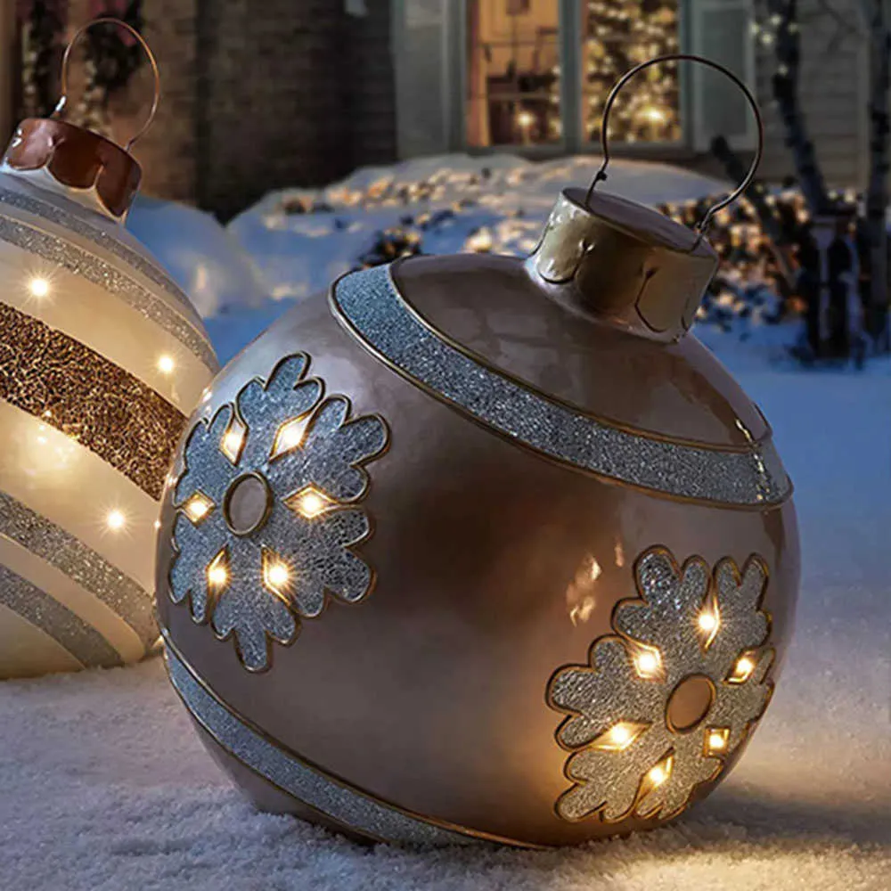 60cmの大きなクリスマスのボールの木の装飾屋外のポリ塩化ビニールの膨脹可能なおもちゃクリスマスギフトボール飾りつまらないもの家211021