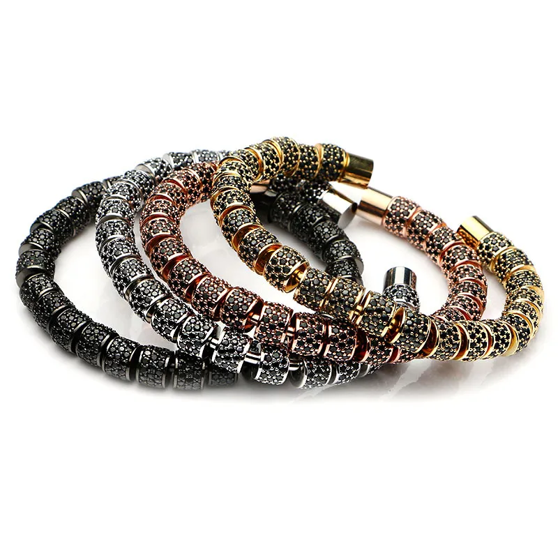 Fashion Gold Color Full CZ Charm Anil Arjandas Bracelet Macrame Bead Bracelet With Micro Pave Clear CZ Watch Protector Leather Bra7184448