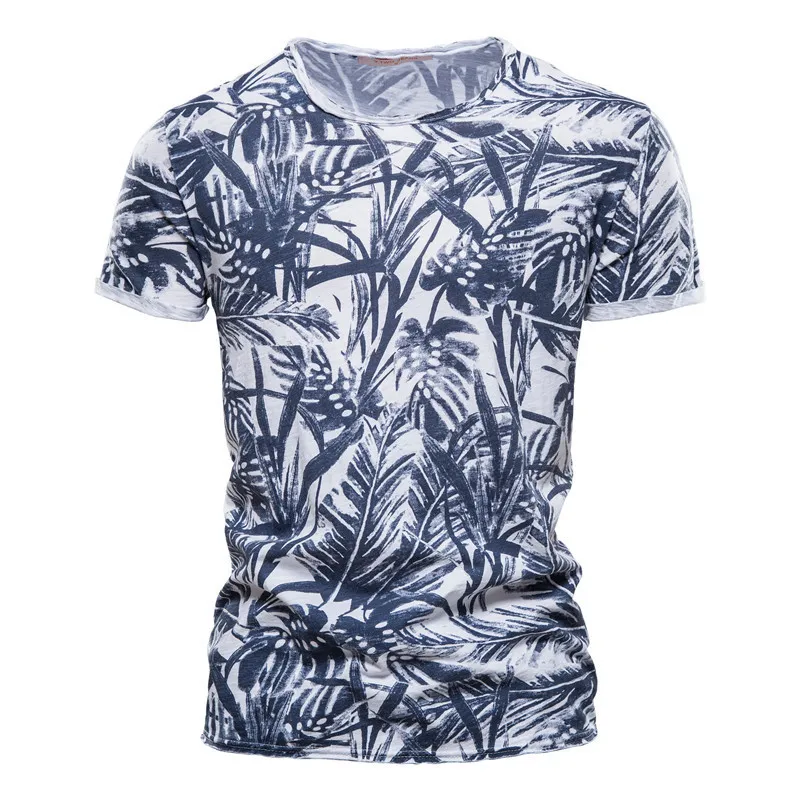 AIOPESON Hawaii Style 100% coton T-Shirt hommes col rond imprimé chemise vêtements de sport été haute qualité t-shirts 220309