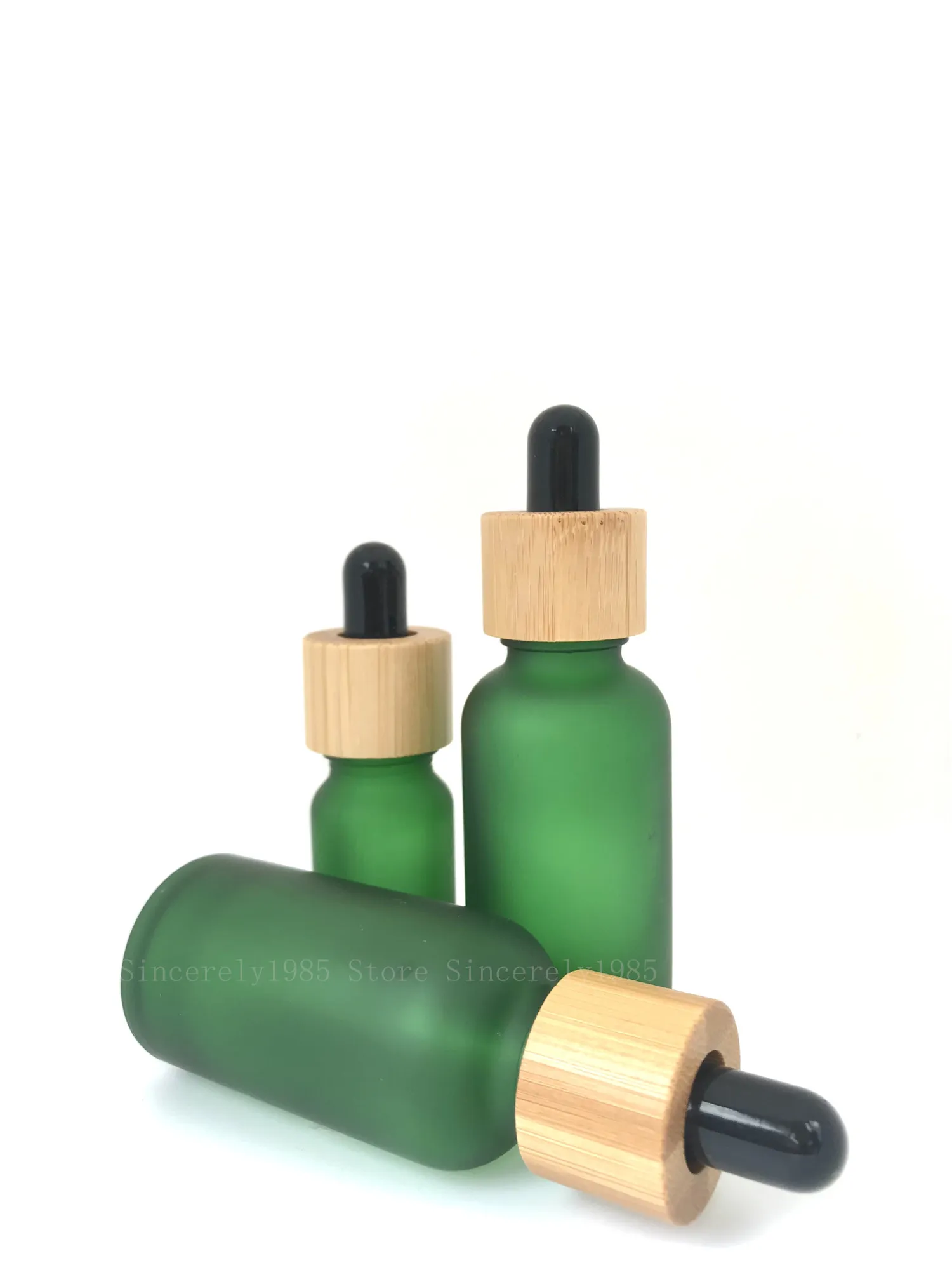 5ml 10ml 15ml 30ml frostat droppflaska med bambu lockpipettflaskor påfyllbart högkvalitativt tjockt frostat glas