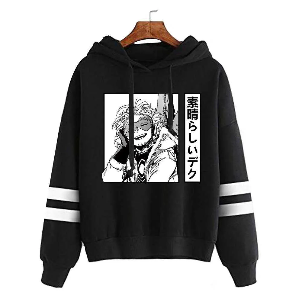 2021 Yeni Gevşek Moda Jokerjapon Anime Baskılı Hoodies Anime Hawks Çizgili Kapüşonlu Kazak Kazak Kıyafetleri H0910