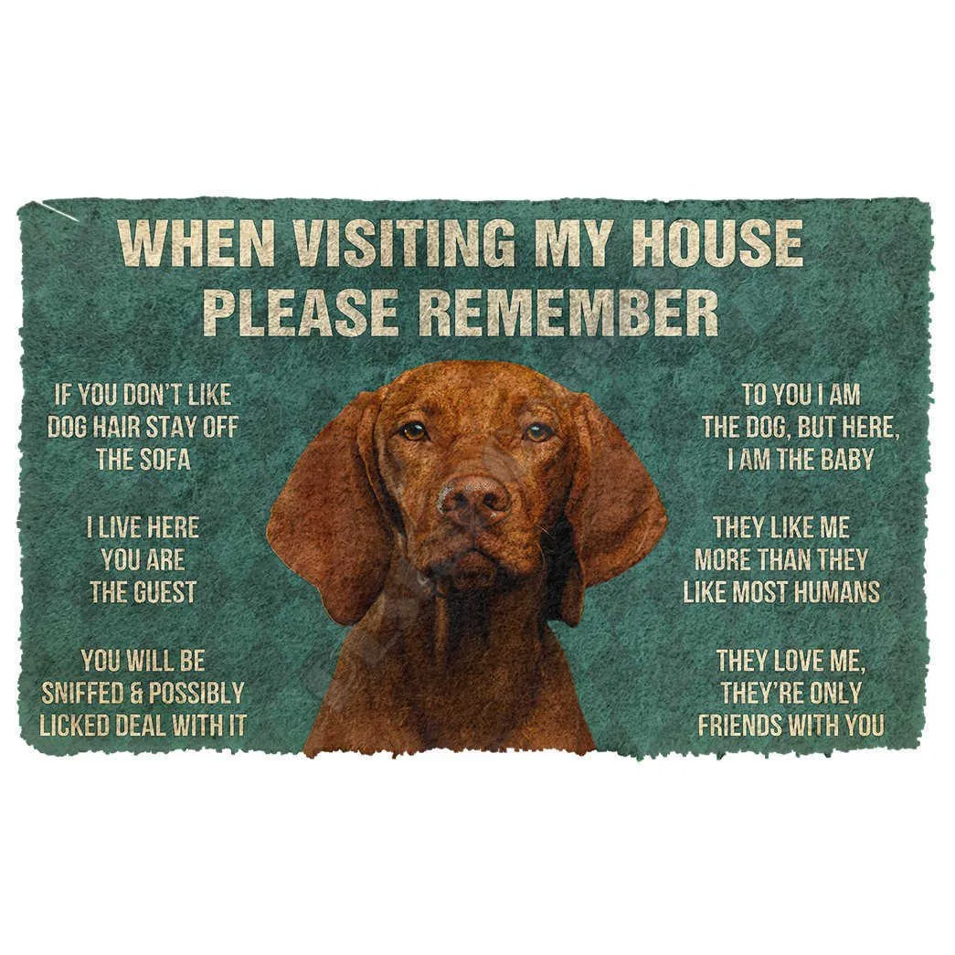 3D Please Remember Vizsla Regole della casa Zerbino personalizzato Tappetini antiscivolo Decor Portico Zerbino 210727